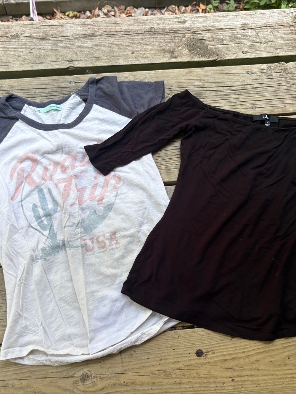 Lulus black top bundle lot Maurices White Raglan 'Road Trip' Graphic Tee Y2K